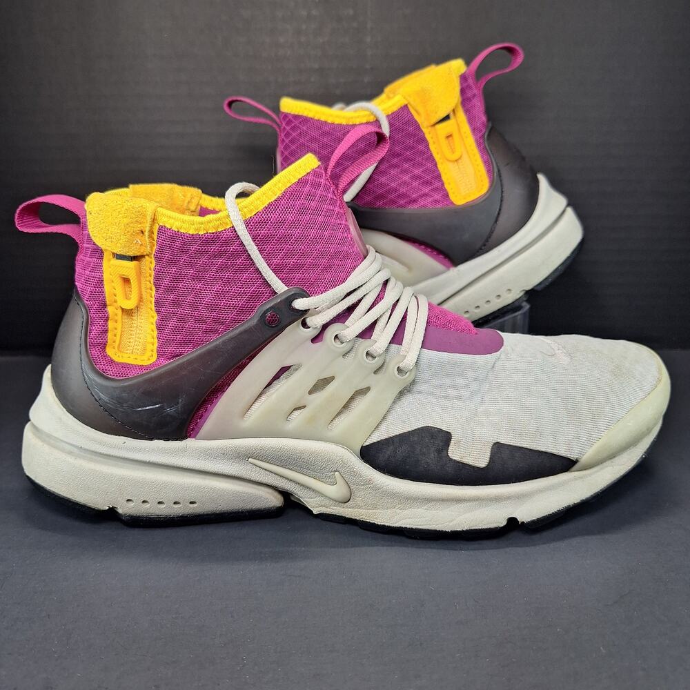 NikeLab Air Presto Mid SP Mens 8 Gray Granite Rave Pink AA0868-006 Running Shoes